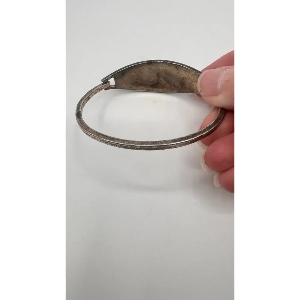Vintage Alpacha Size 7Chipped Turquoise Mexico Sterling Silver Woman's Bracelet